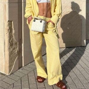 Yellow Striped Women's Matching Set
